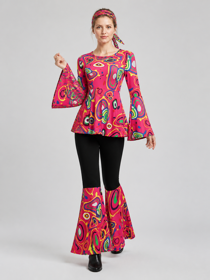 Hippie Stage Costume: Top, Flared Pants, and Scarf Costumes detail 2