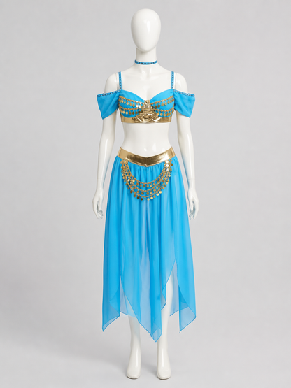 Aladdin and Jasmine Stage Costume, Blue with Gold, M-XL Costumes detail