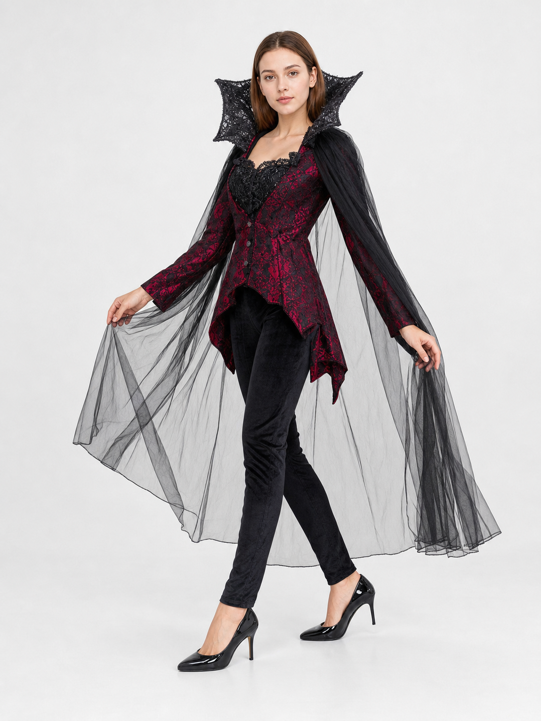 Gothic Vampire Costume with Cape and Pants