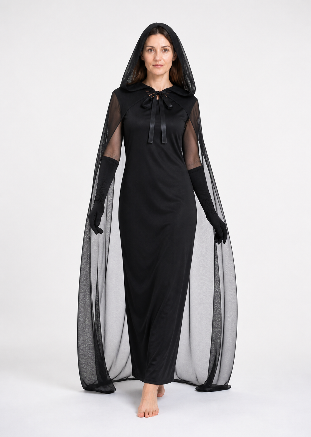 Black Vampire Costume with Cape and Gloves Costume Capes detail 2