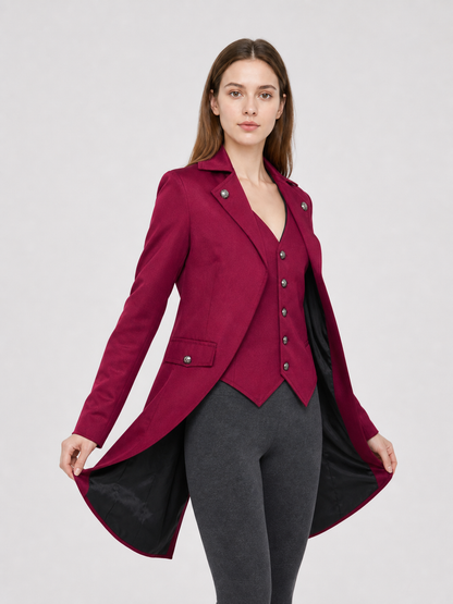 Burgundy and Black Tailcoat Jacket, Retro Cosplay