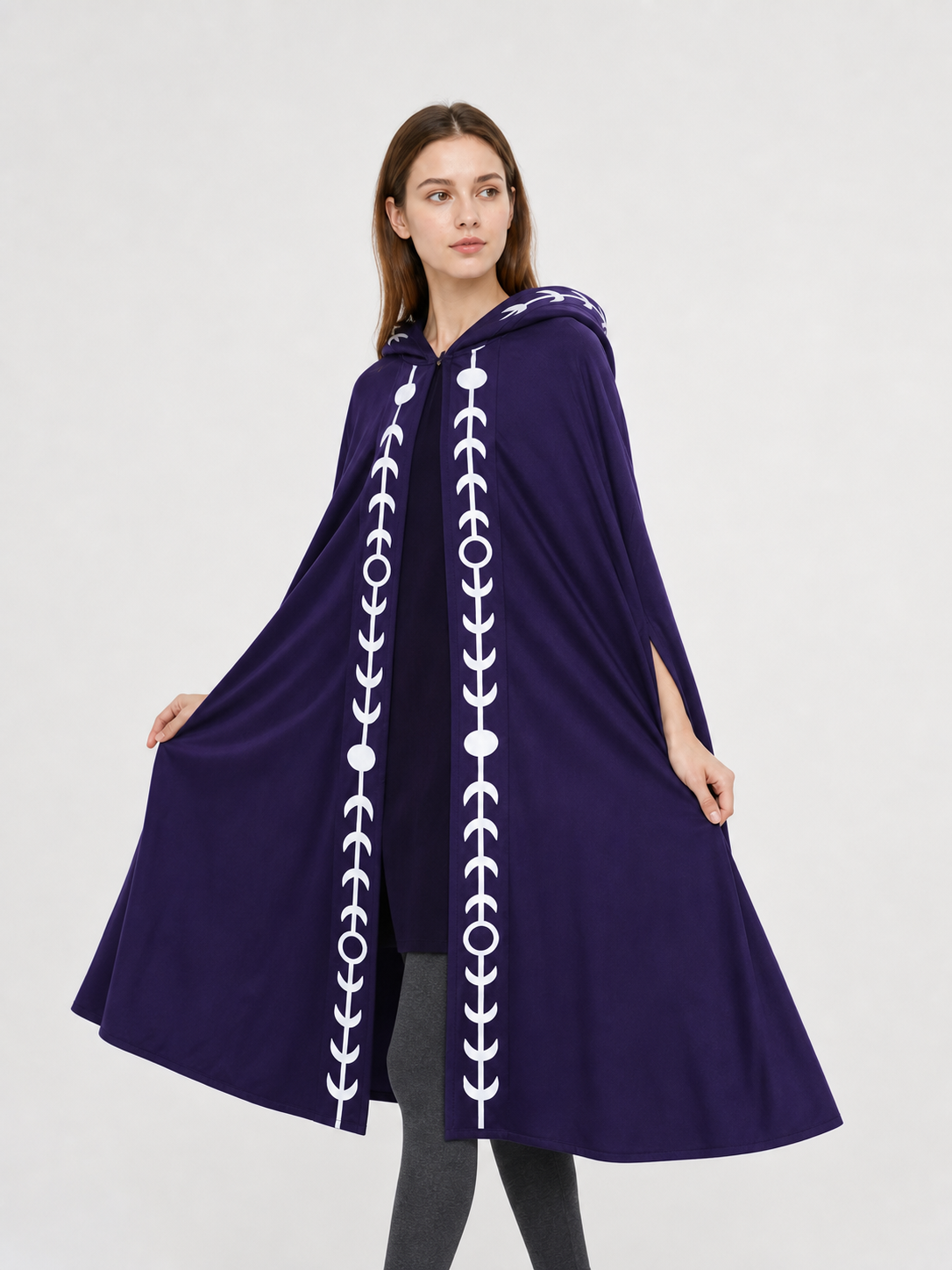 Purple Hooded Cape in Medieval Style