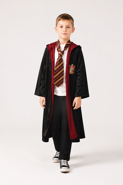 Hooded Robe, Black with Red Lining product detail 2