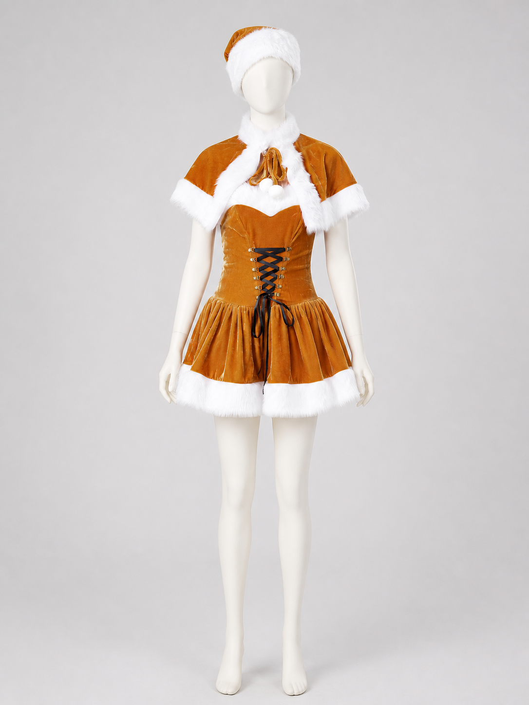New Year's Carnival Costume with White Faux Fur Trim