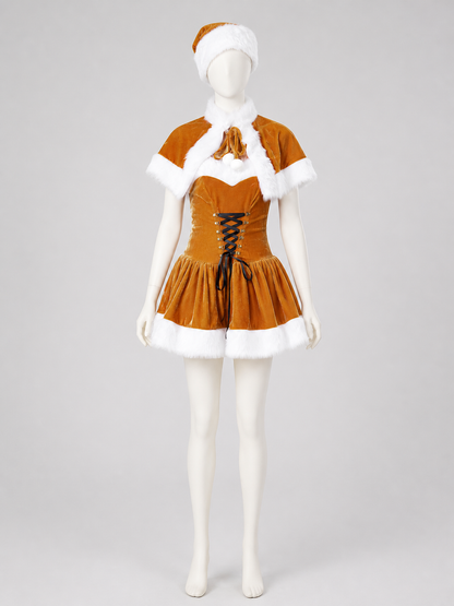 New Year's Carnival Costume with White Faux Fur Trim