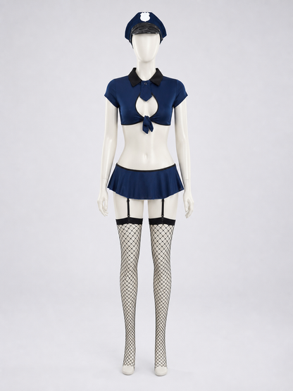 Police-Style Costume: Top, Skirt, and Cap