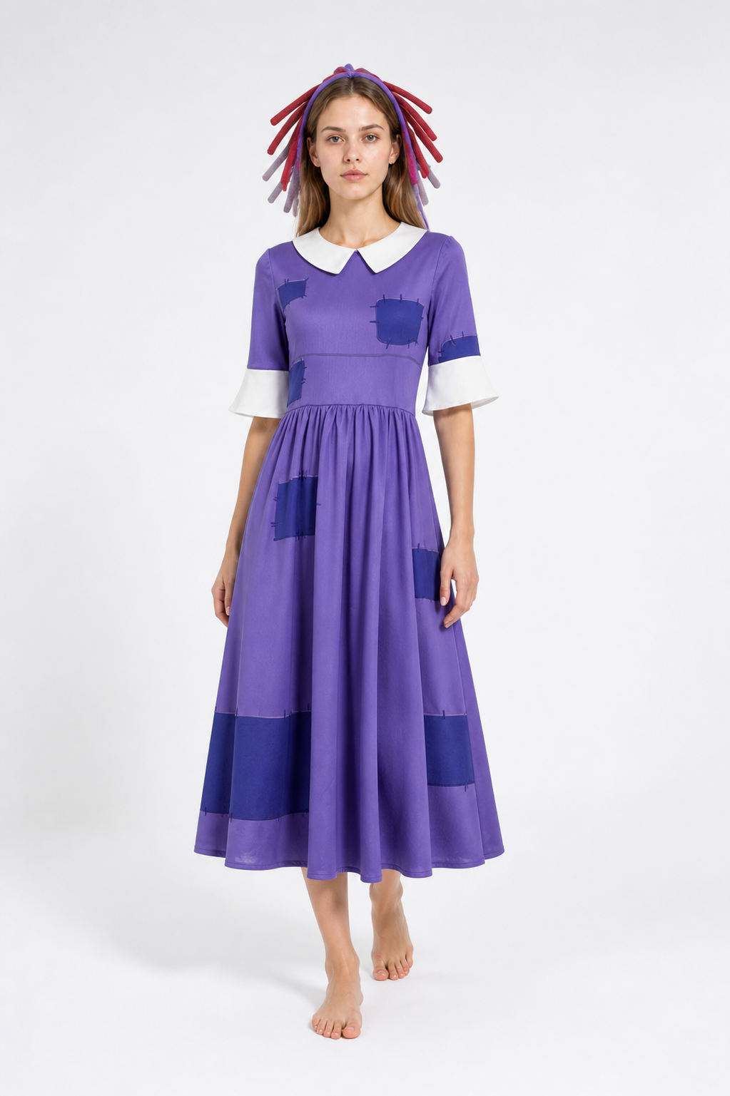 Pomni Cosplay Dress with Peter Pan Collar Costume Dresses detail 2