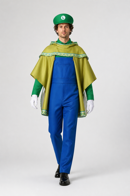 Luigi Cosplay Costume with Cape and Hat Costume Capes detail 2