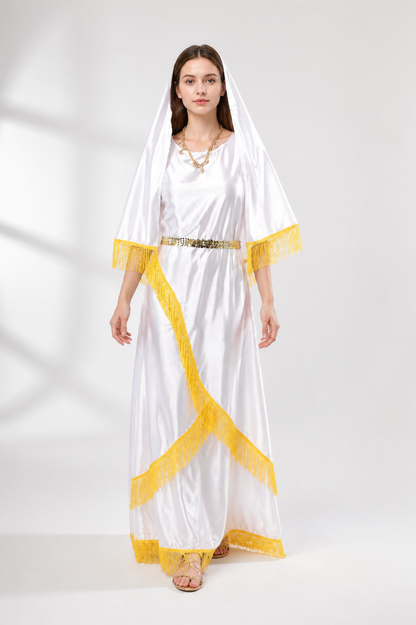 Ceremonial Robe with White Veil and Gold Fringe product detail 2