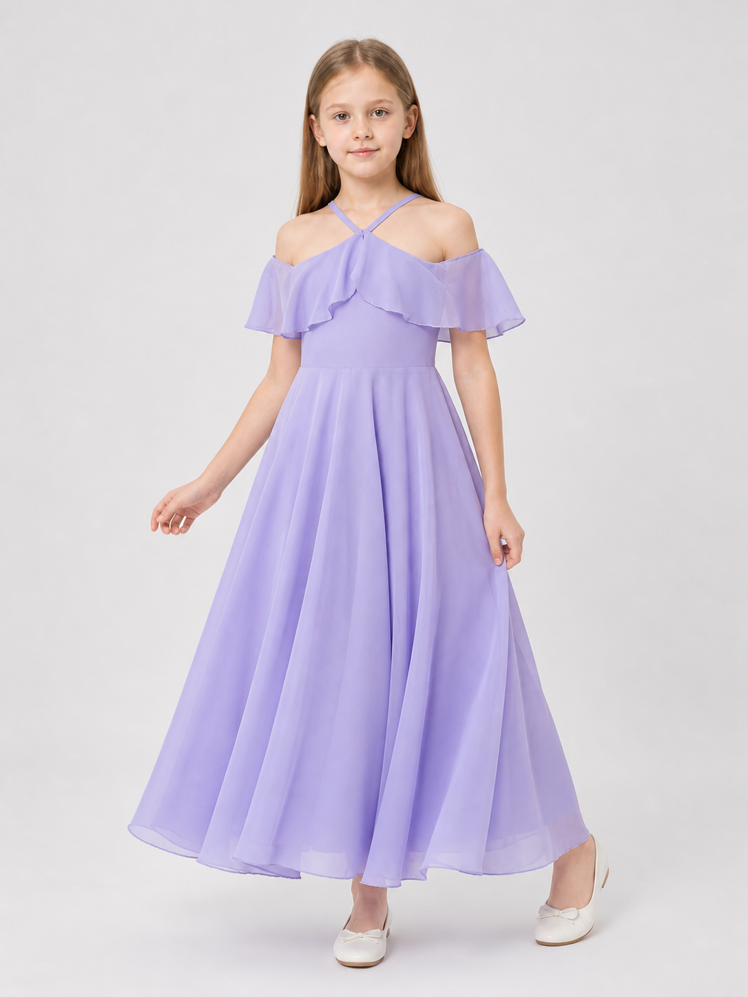 Lavender Chiffon Princess-Style Girls' Dress Costume Dresses detail 2