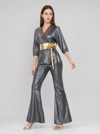 70s Retro Disco Costume: Top, Pants, and Belt