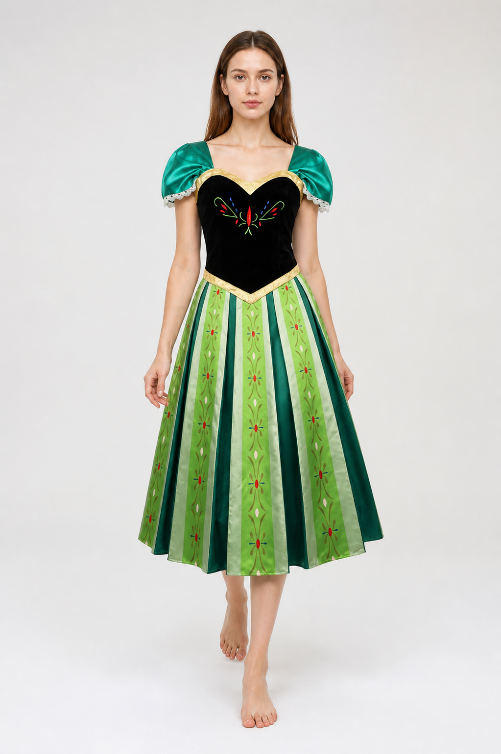 Dress with Puff Sleeves and Floral Pattern Costume Dresses detail