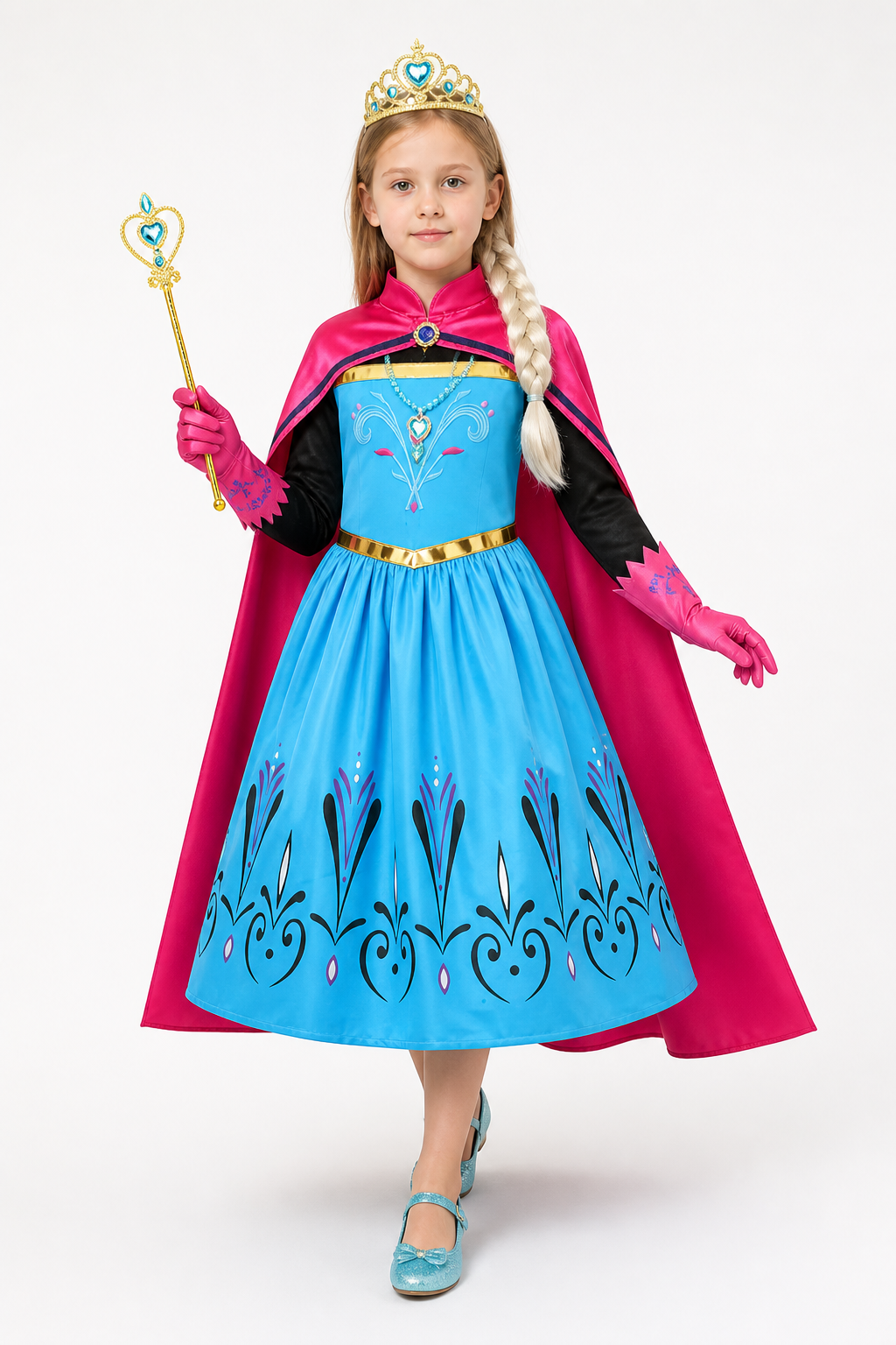 Princess Costume with Cape and Crown for Halloween Costume Capes detail 2