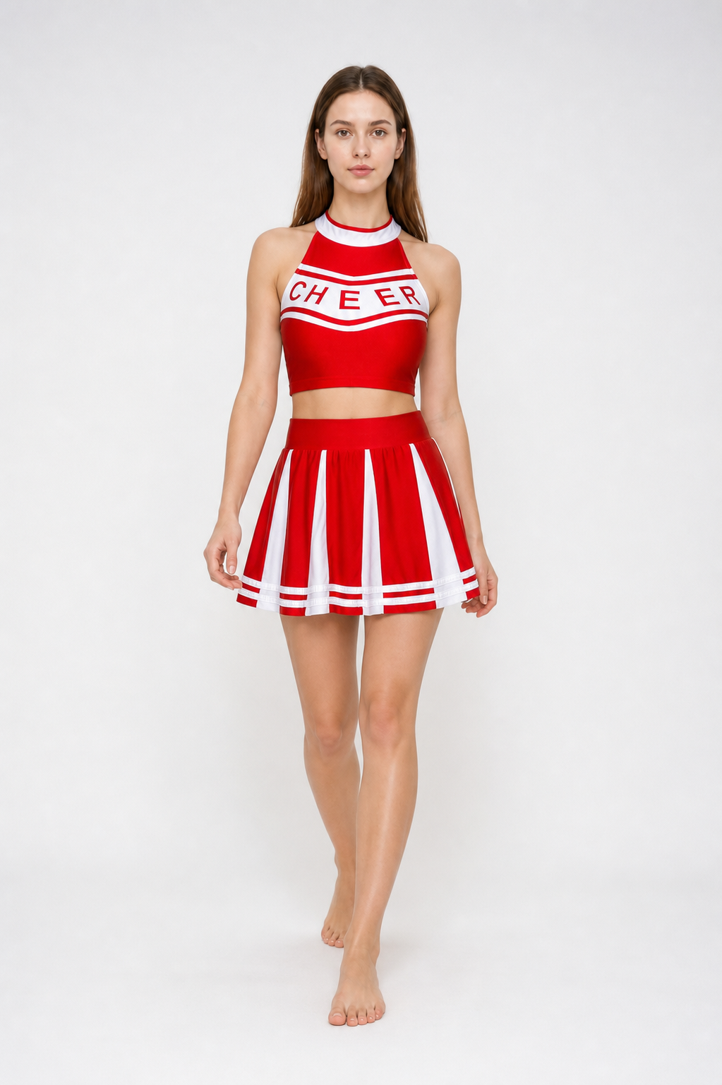 Cheerleading Costume: Top and Skirt, Red and White Costumes detail 2