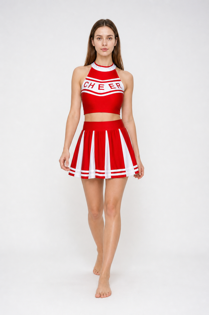 Cheerleading Costume: Top and Skirt, Red and White Costumes detail 2