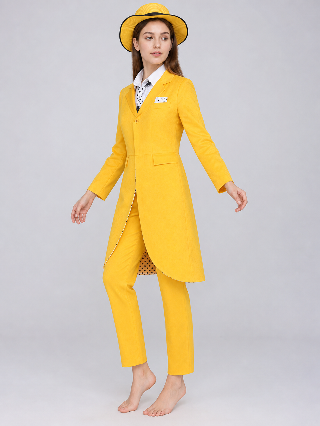 Costume with a Yellow Jacket and Hat