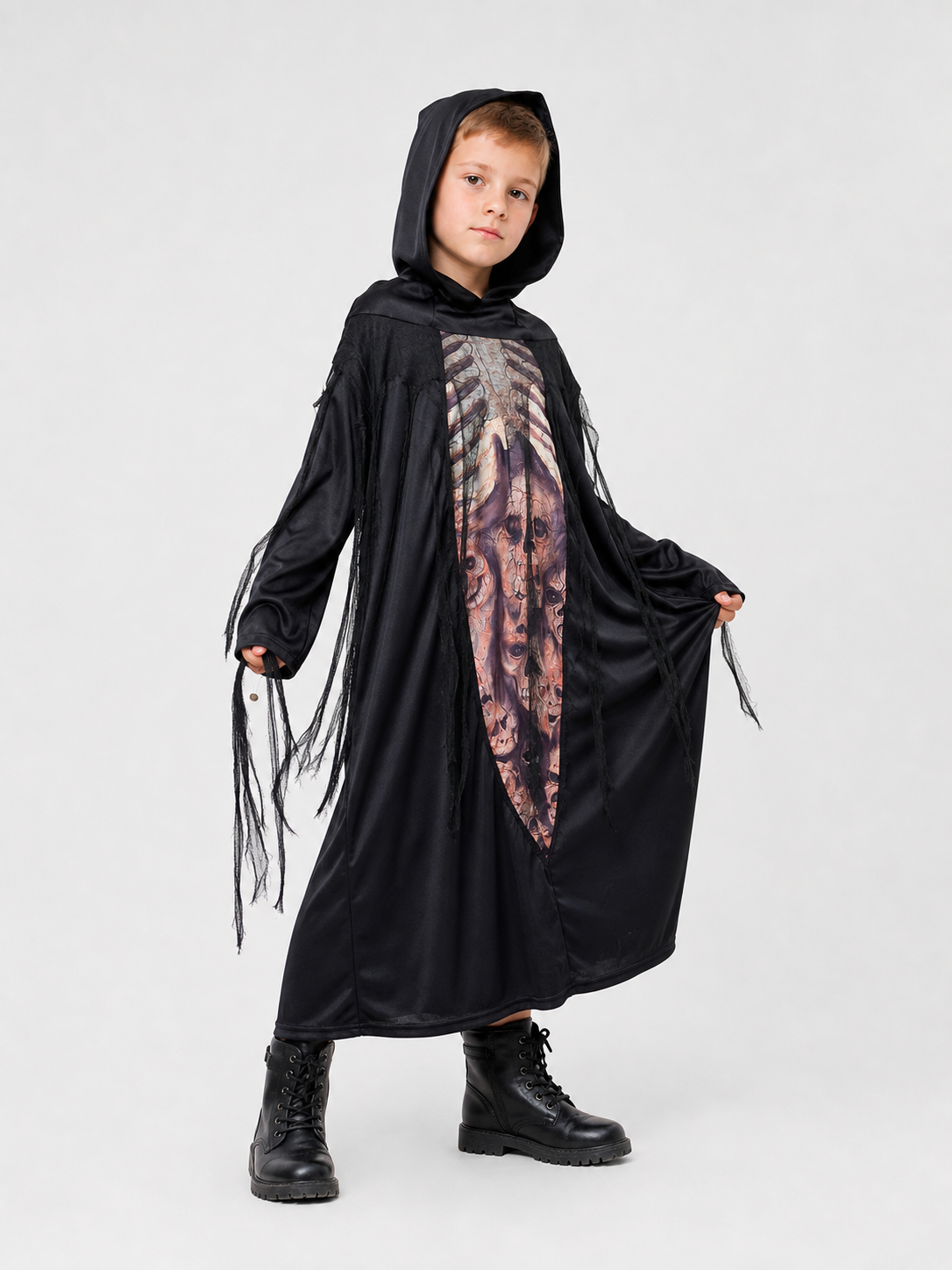 Gothic Hooded Skeleton Costume for Halloween