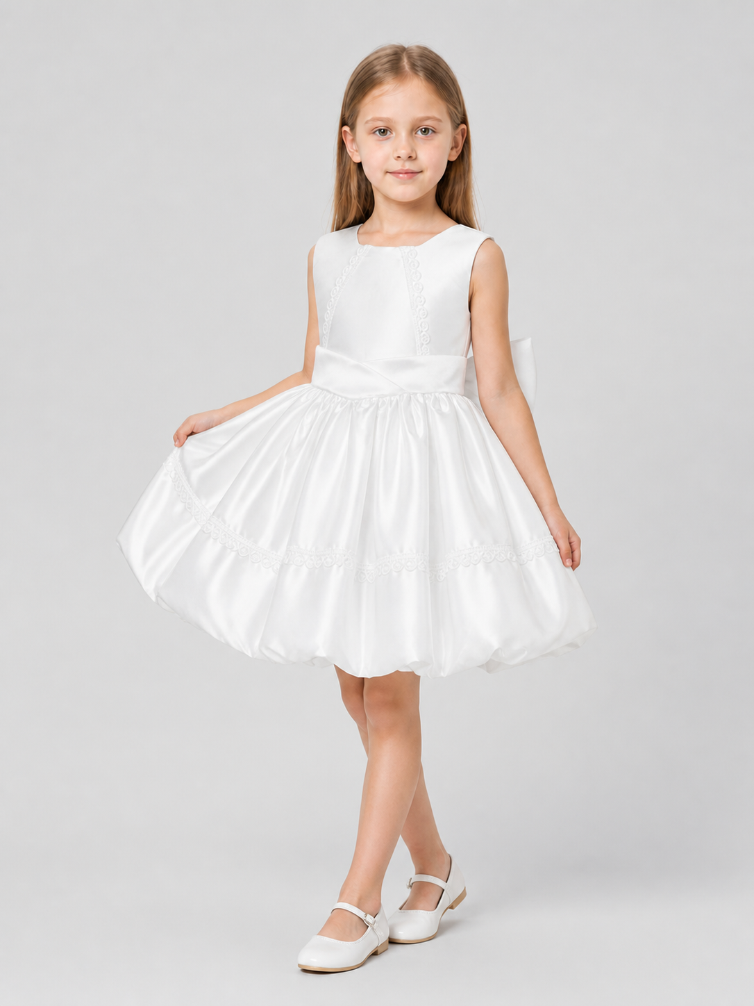 Fluffy White Princess Dress with Lace Costume Dresses detail 2