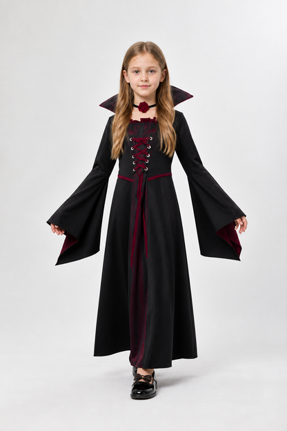 Children's Vampire Costume with Mask and Fangs for Halloween