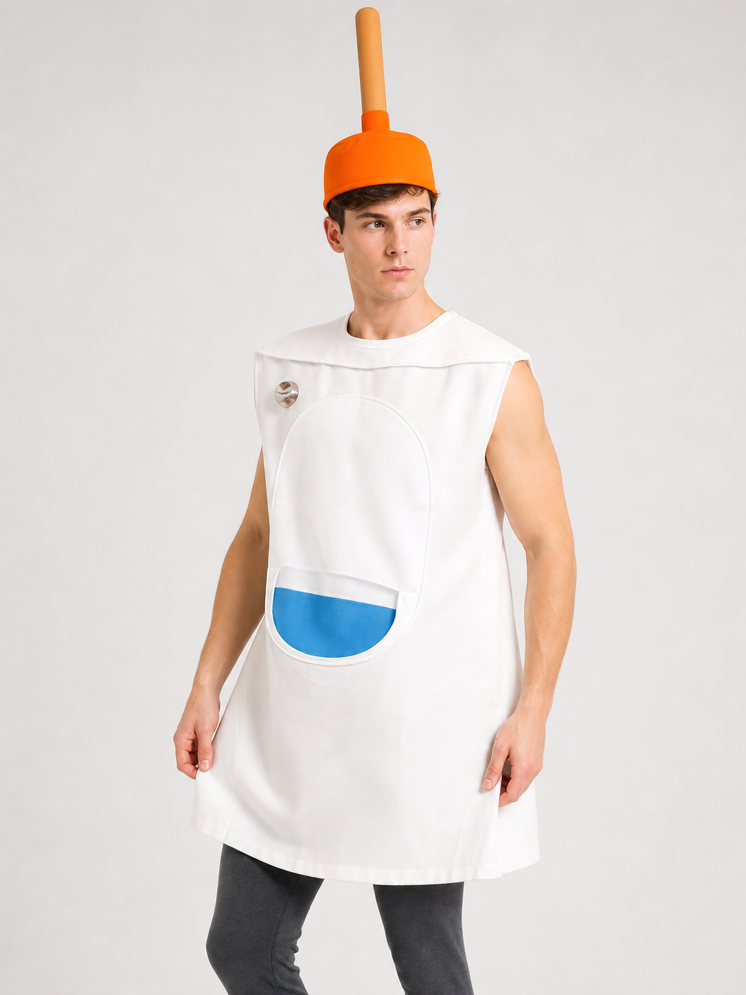Halloween Toilet Costume with Orange Hat