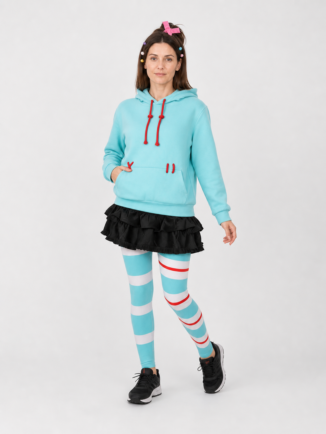 Vanellope von Schweetz Cosplay Costume, Hoodie and Skirt Shorts Wearable Blankets detail 2