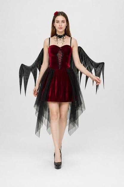 Black and Red Halloween Dress with Wings Costume Dresses detail 2