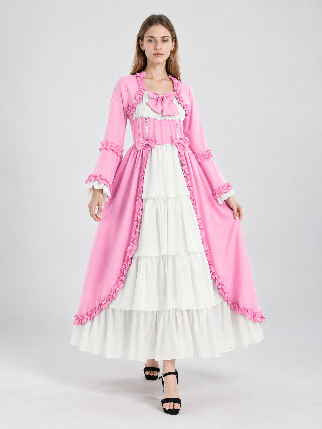 Long Dress with Bows, Ruffles, and a White Tiered Skirt Costume Dresses detail 2