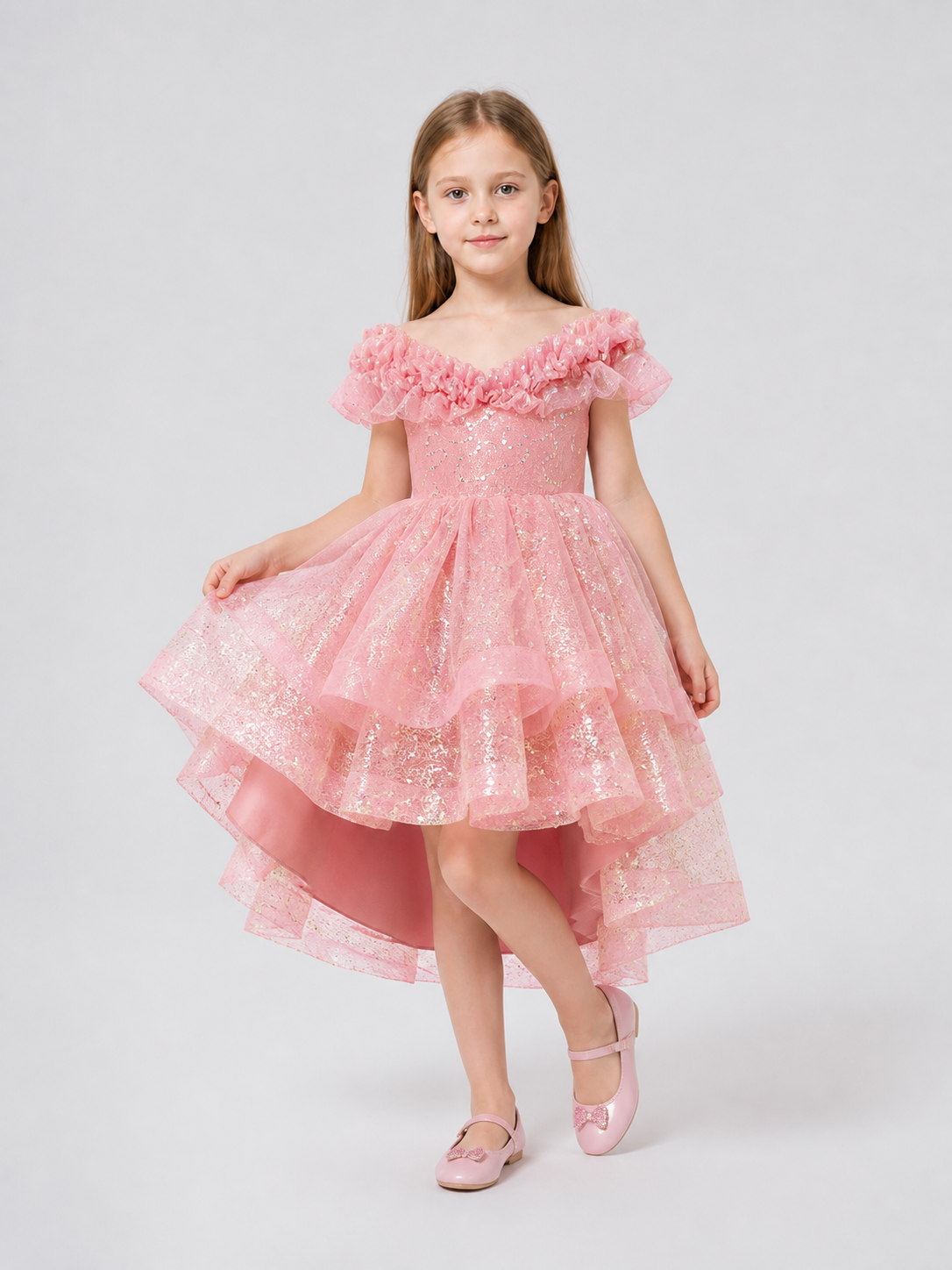 Sequin Princess Dress with Full Skirt and Ruffles Costume Dresses detail 2