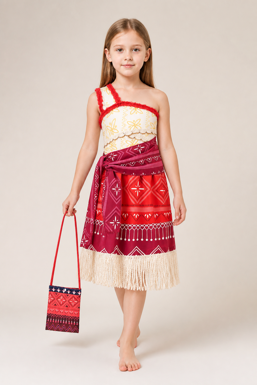 One-Shoulder Moana Costume with Fringe and Handbag Costumes detail 2