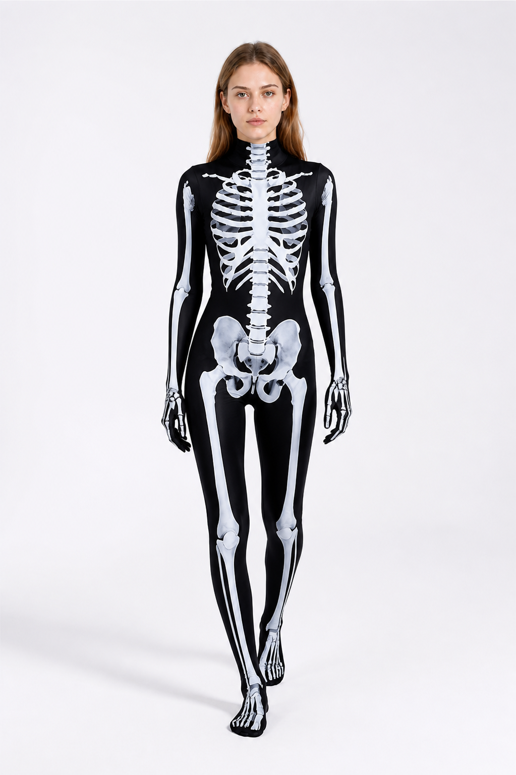Black Skeleton Jumpsuit with White Print product detail