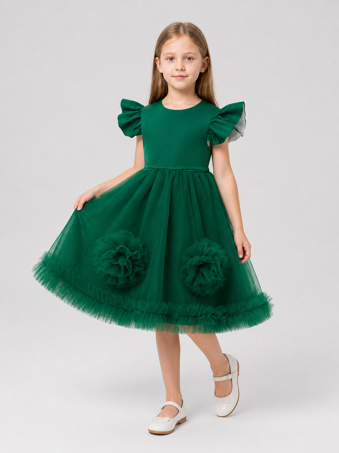 Girls’ Princess Dress with Full Skirt and Flowers product detail 2