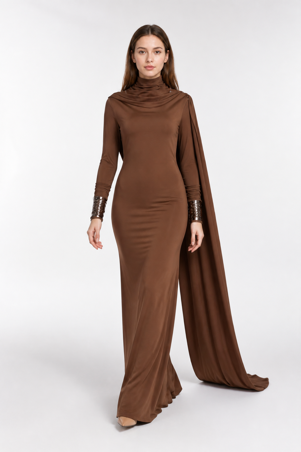 Brown High-Neck Cosplay Dress Costume Dresses detail