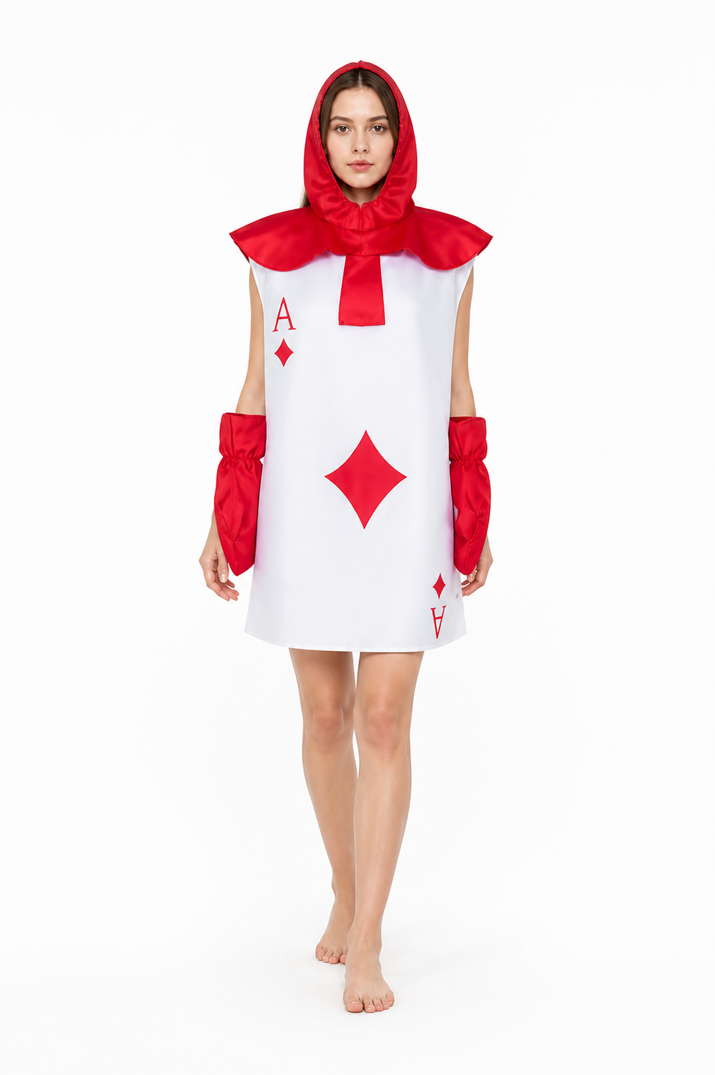 Hooded Cosplay Jumpsuit with Card Print Costumes detail 2