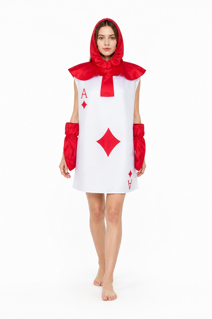 Hooded Cosplay Jumpsuit with Card Print Costumes detail 2