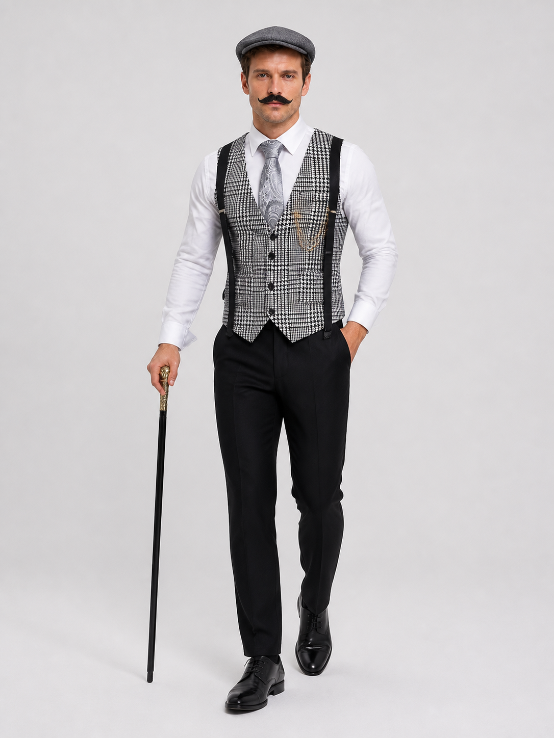 Plaid Vest Suit with Shirt and Accessories Costume Accessories detail 2