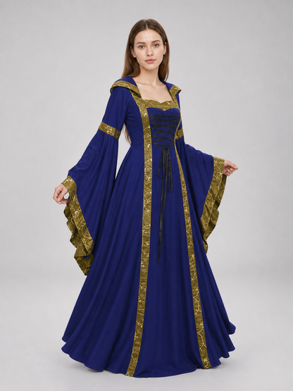 Medieval Hooded Lace-Up Dress