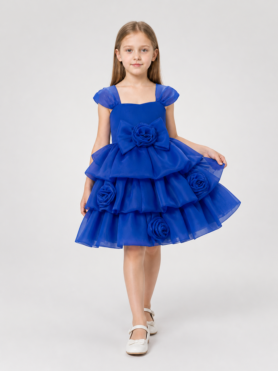 Full Dress with Roses and Bow, Blue Costume Dresses detail 2