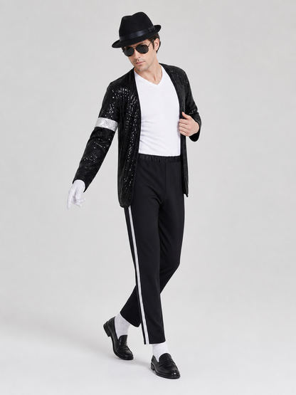 MJ Sequin Stage Costume with Hat and Gloves Costume Headwear detail 2