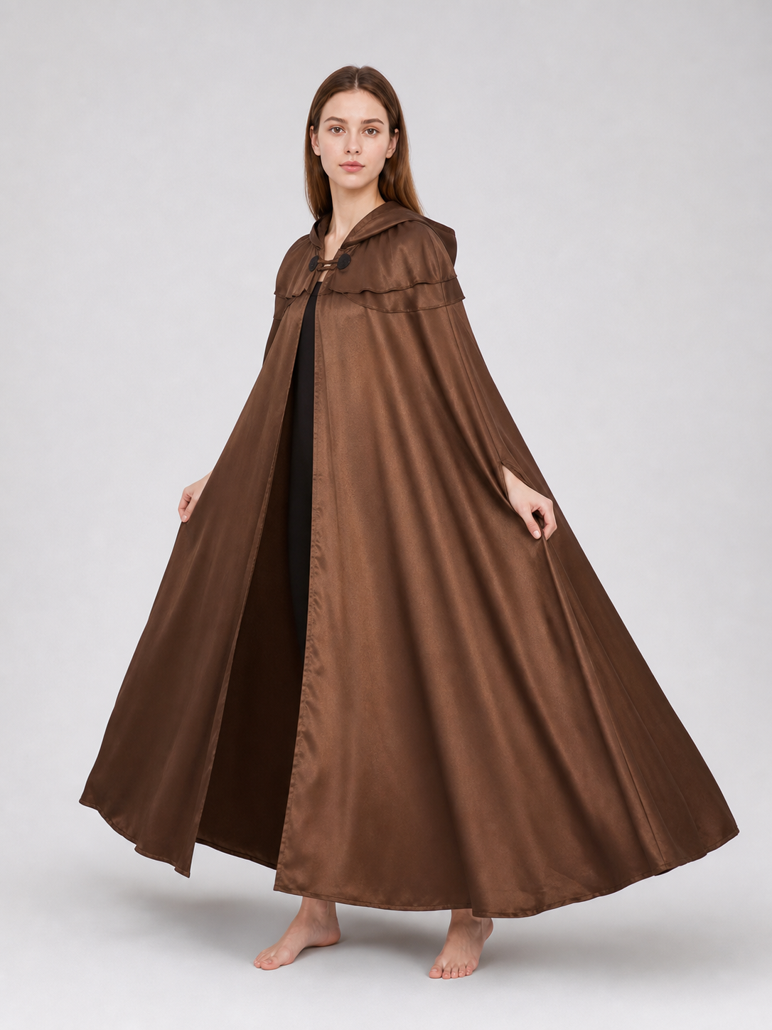 Brown Viking Hooded Cloak Cape
