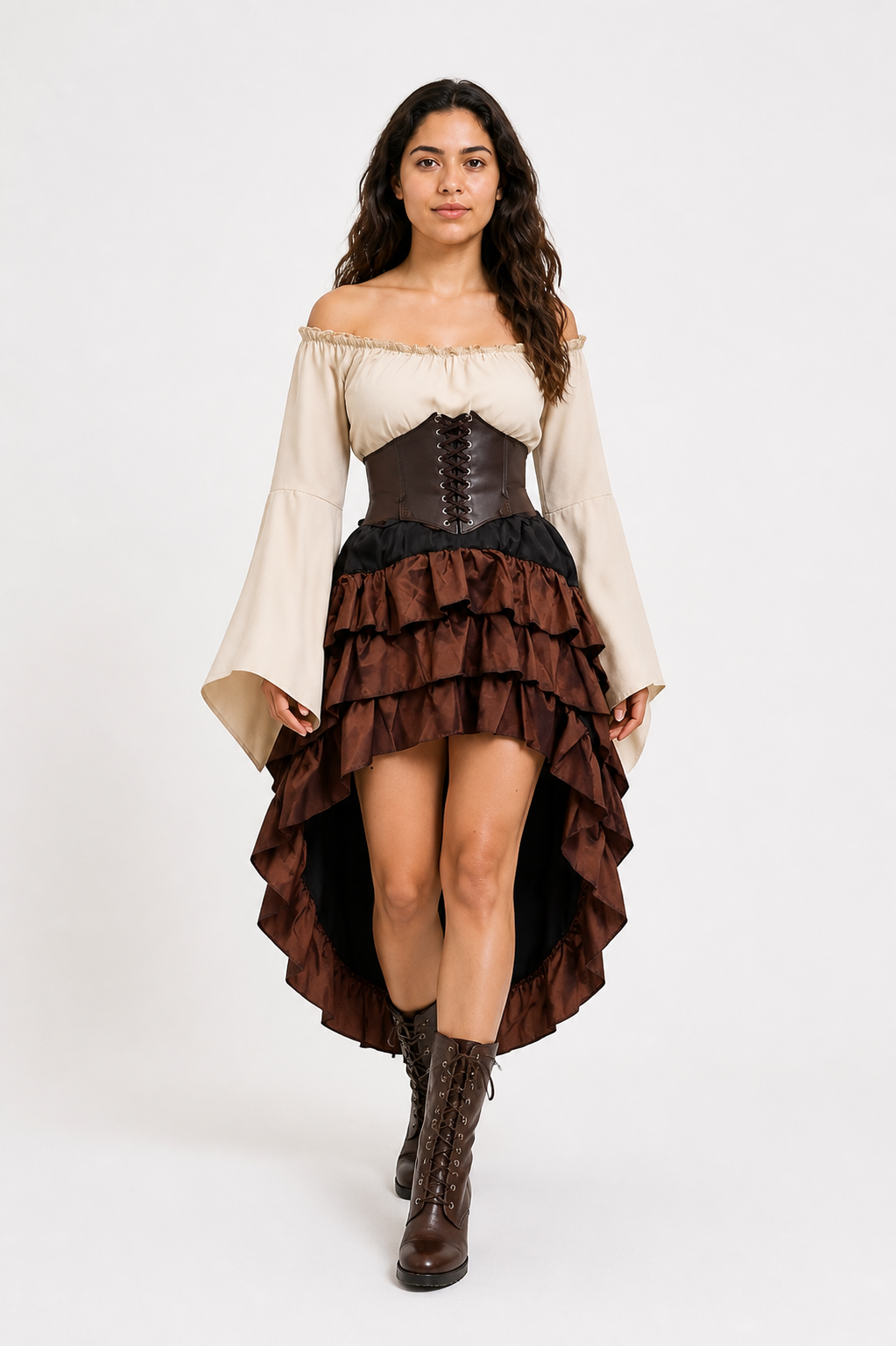 Pirate Costume with Blouse, Corset, and Layered Skirt Costumes detail 2