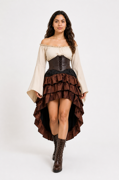 Pirate Costume with Blouse, Corset, and Layered Skirt Costumes detail 2
