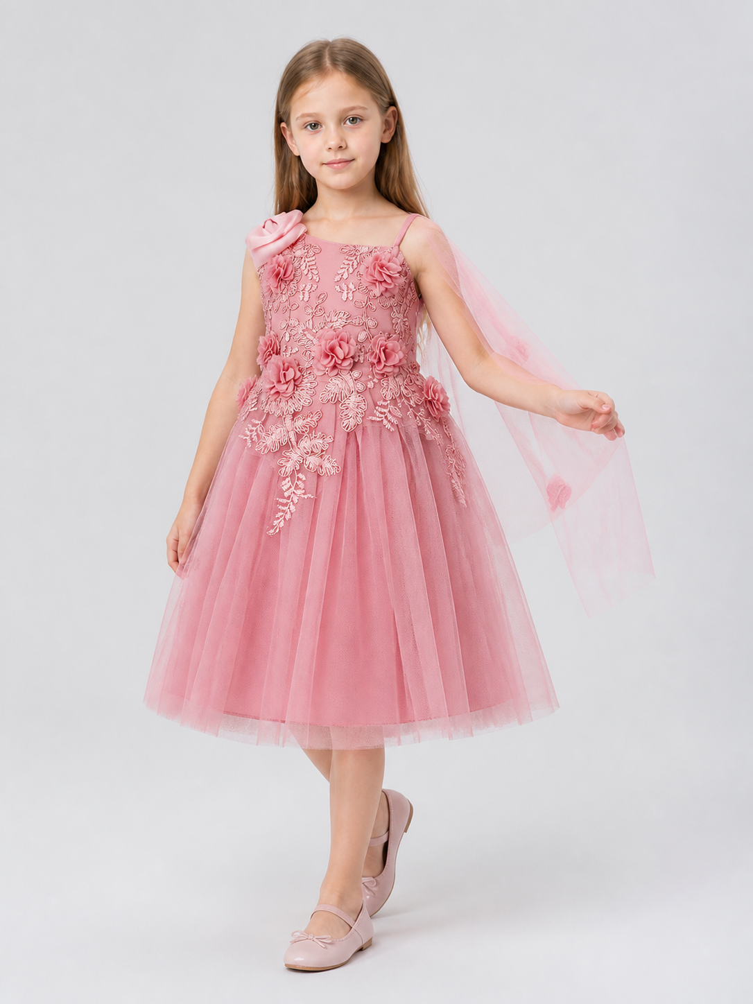 Tulle Dress with Floral Decorations Costume Dresses detail 2