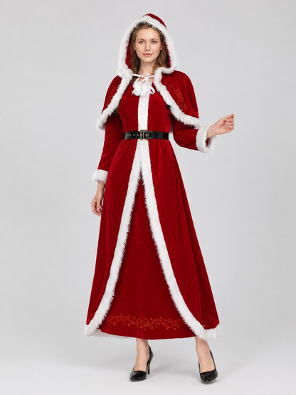 Red Christmas Costume with Hood and Fur Trim Costumes detail 2