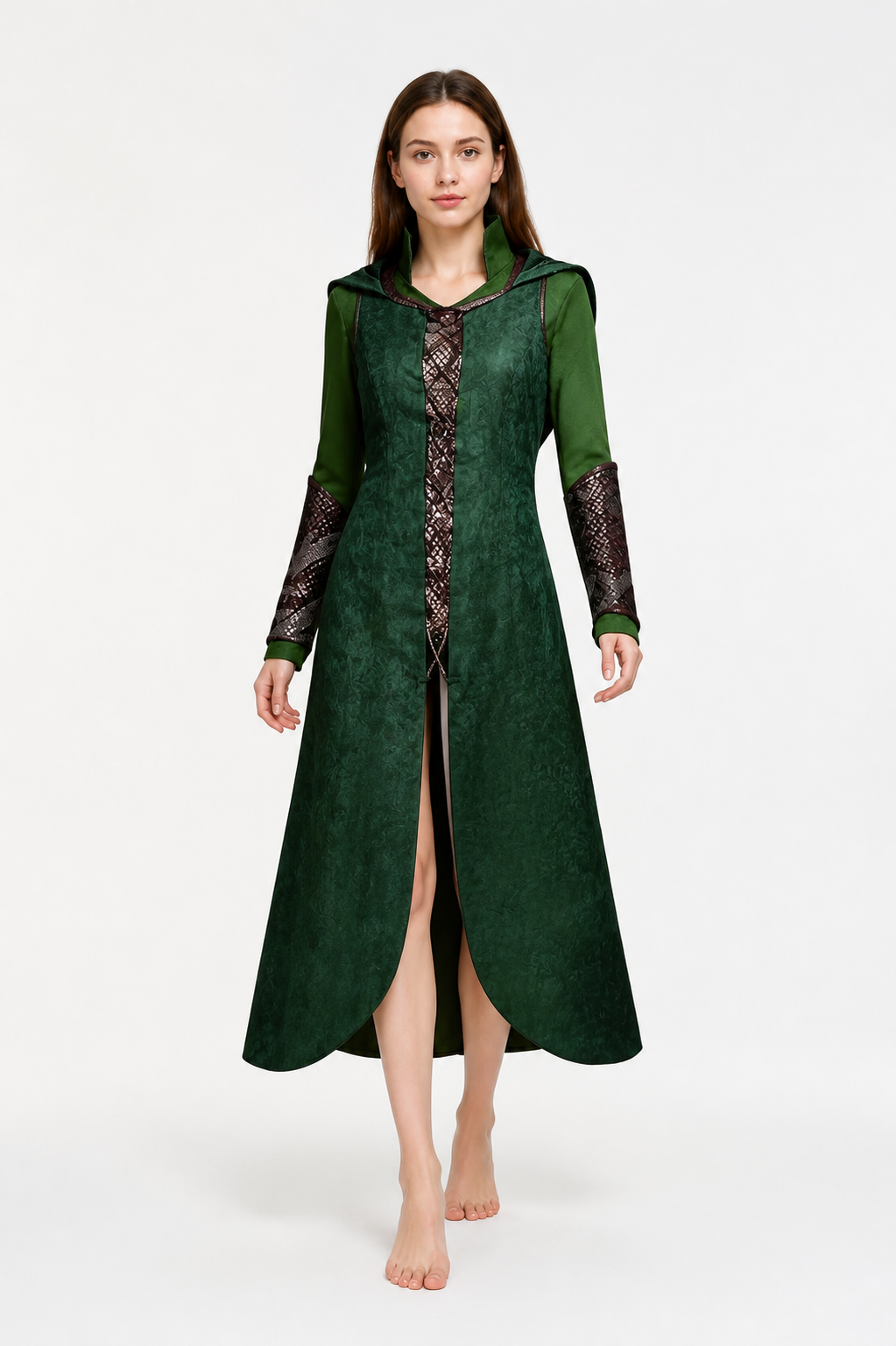 Tauriel Cosplay Coat with Hood, Green Costumes detail 2