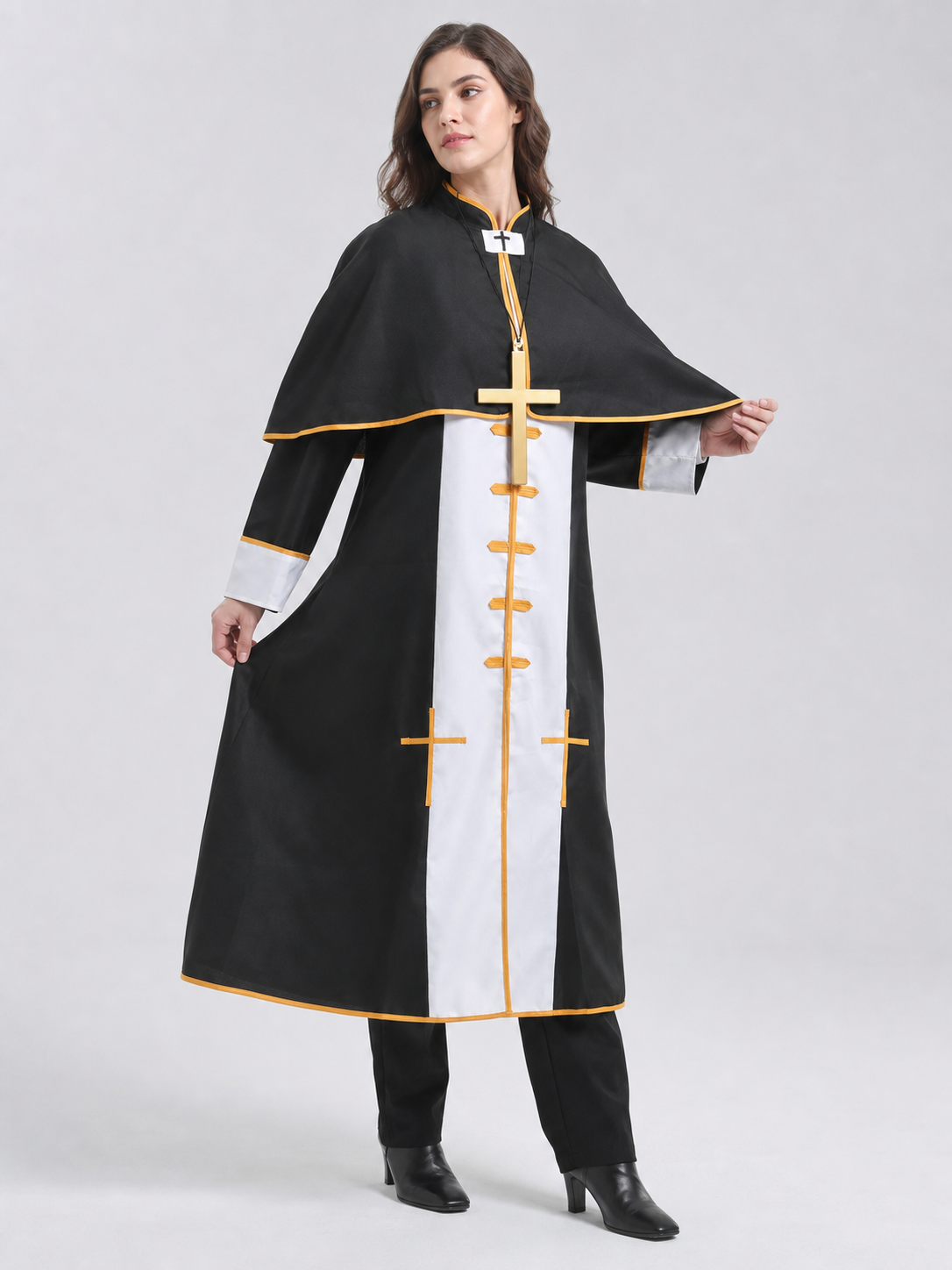 Ritual Robe with Cross, Black and White, Cosplay