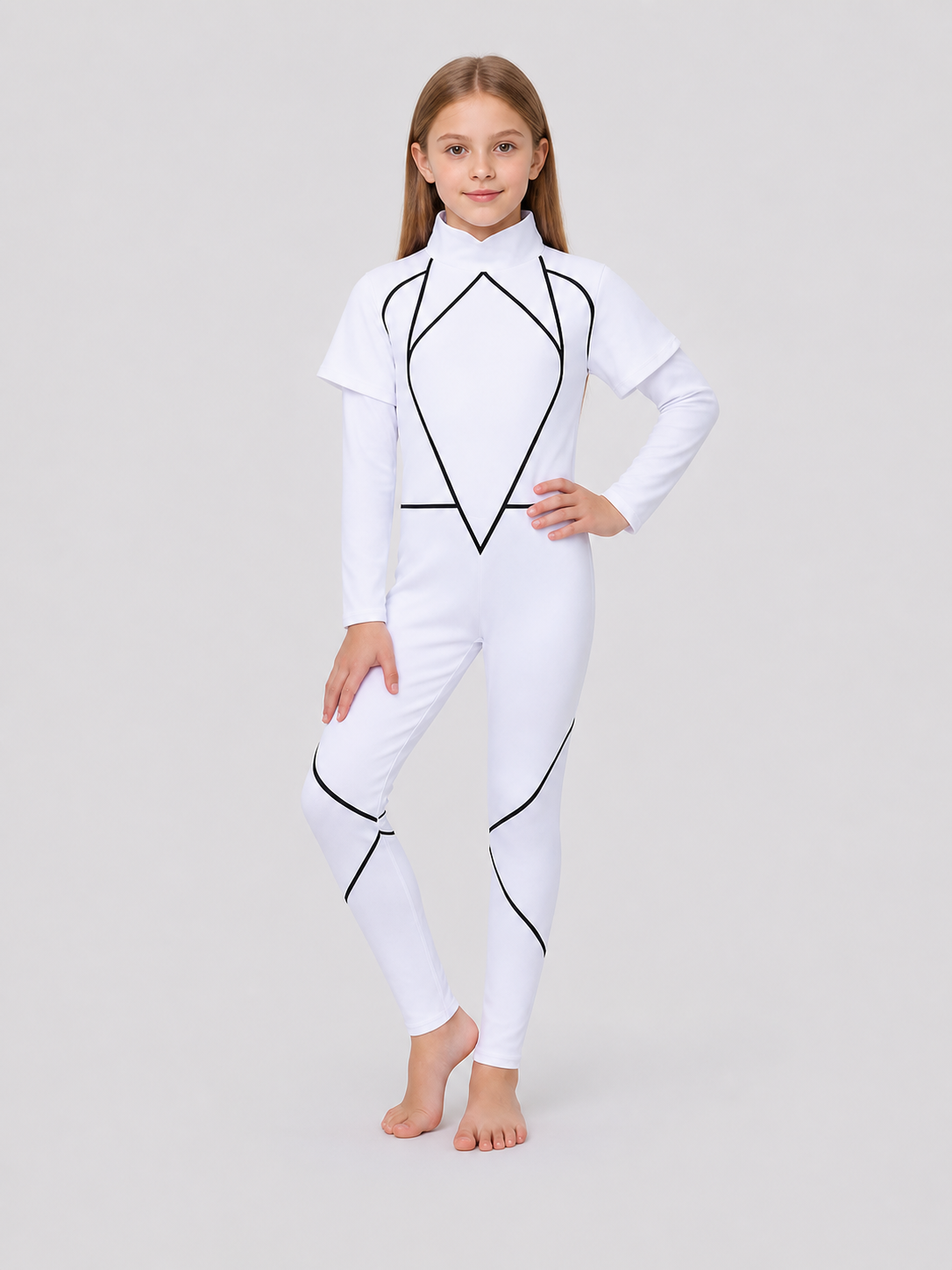 Carly Prasad Cosplay Jumpsuit, White with Black Lines