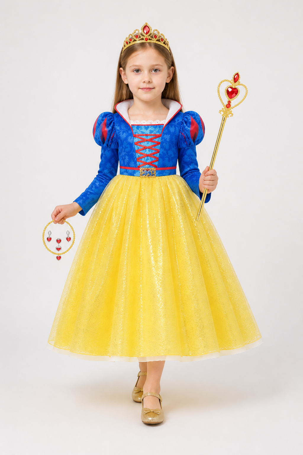 Snow White Costume with Crown, Scepter, and Cape Costume Capes detail 2