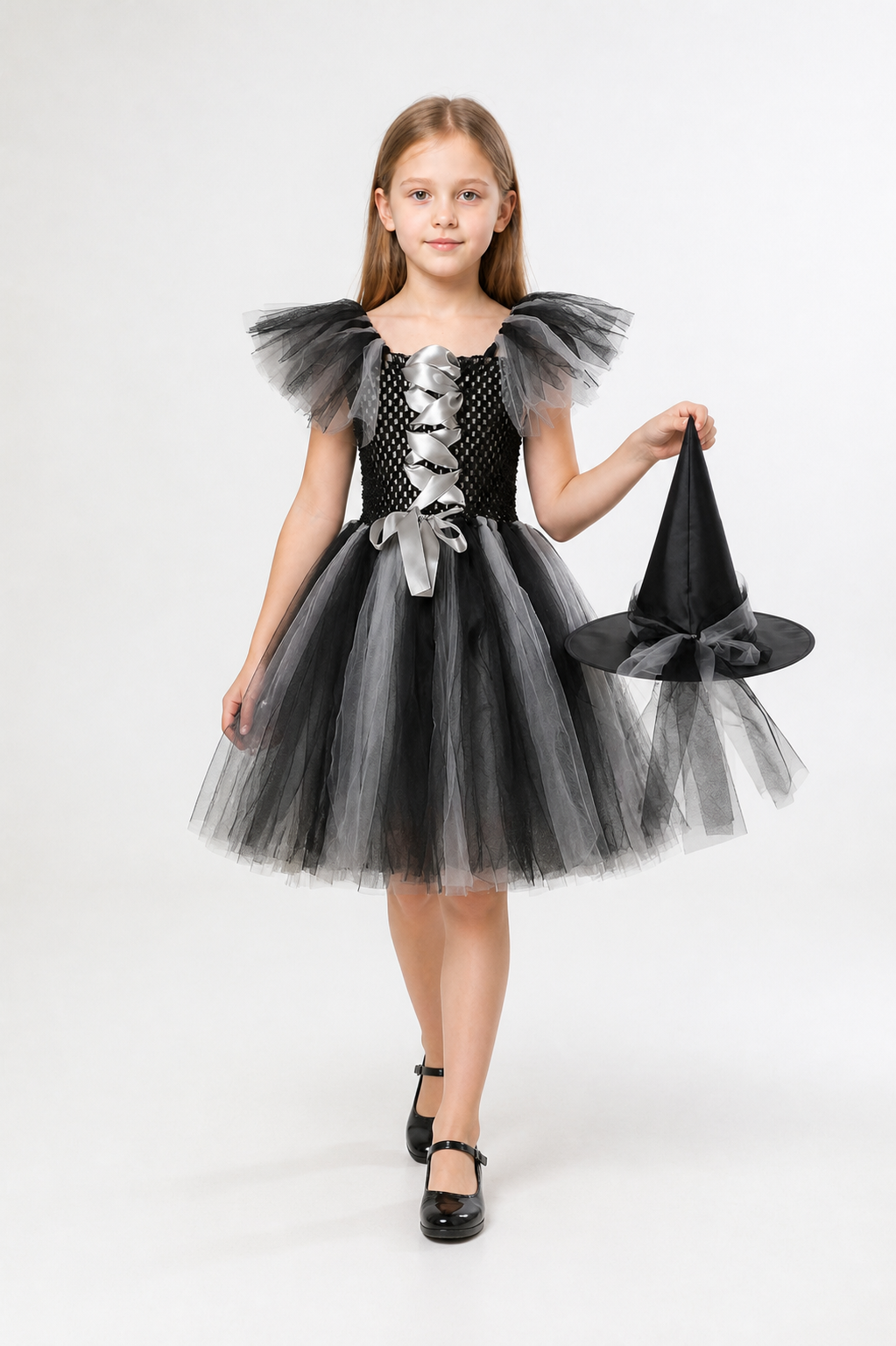 Children's Witch Costume with Full Skirt and Hat Costume Headwear detail 2