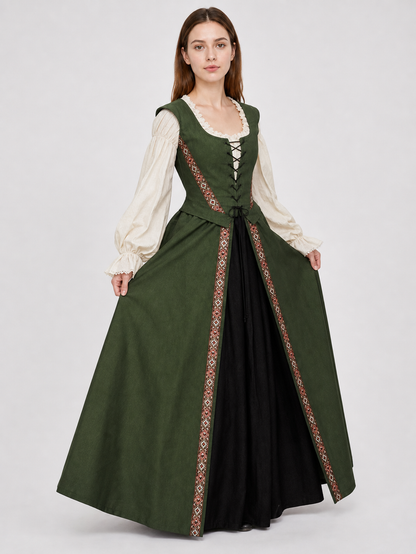 Renaissance-Style Dress with a Square Neckline