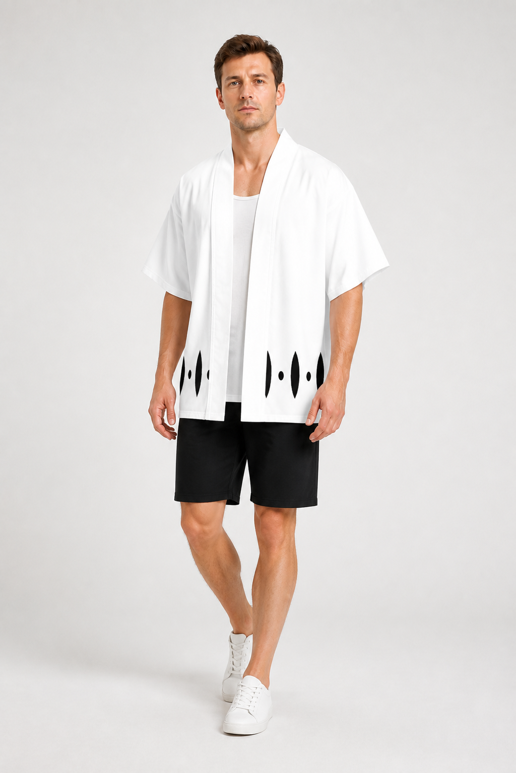 Bleach Cosplay Haori, White with Black Pattern Costumes detail 2